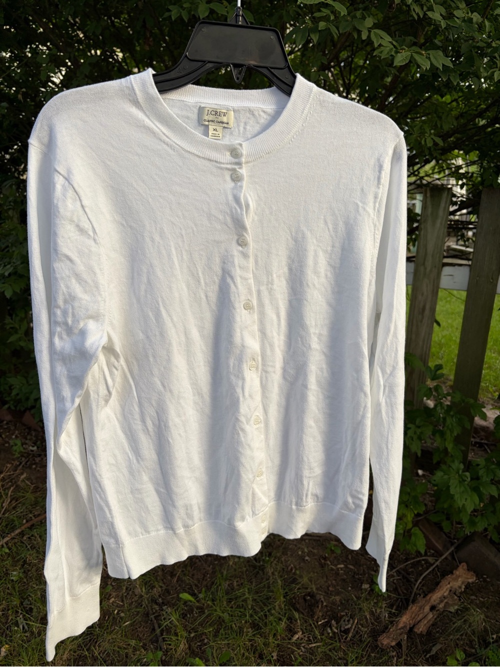 J. Crew Women’s White Button-Front Crewneck Cardigan